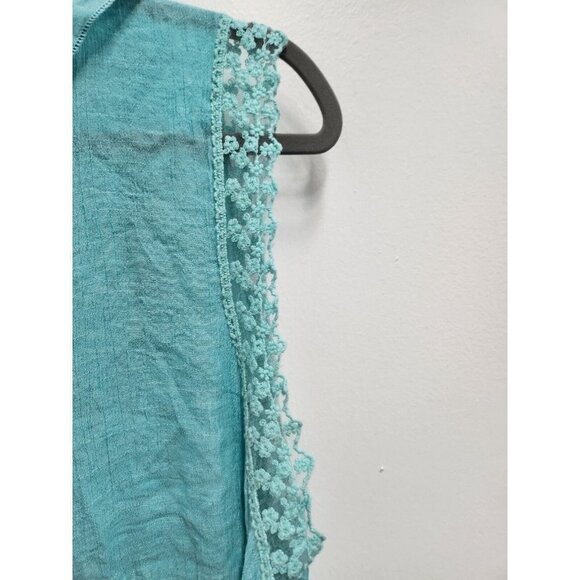 Simply Irresistible Womens Tie Front Ruffle Vest Sz 1X Turquoise Fairycore BOHO - Picture 8 of 10